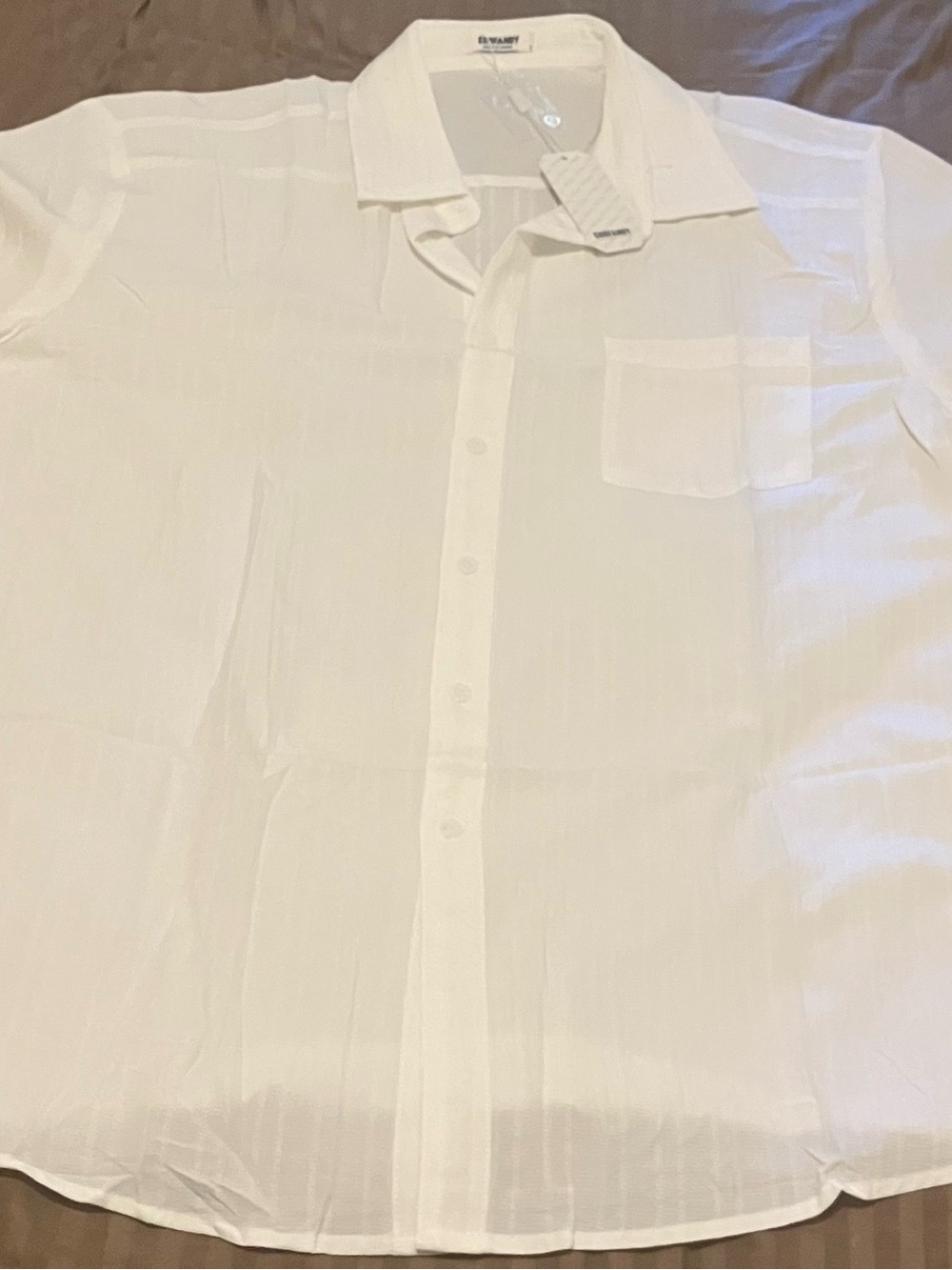 White Coofandy Men's Short-Sleeve Button-Up Shirt - Classic Look Tags On Size L
